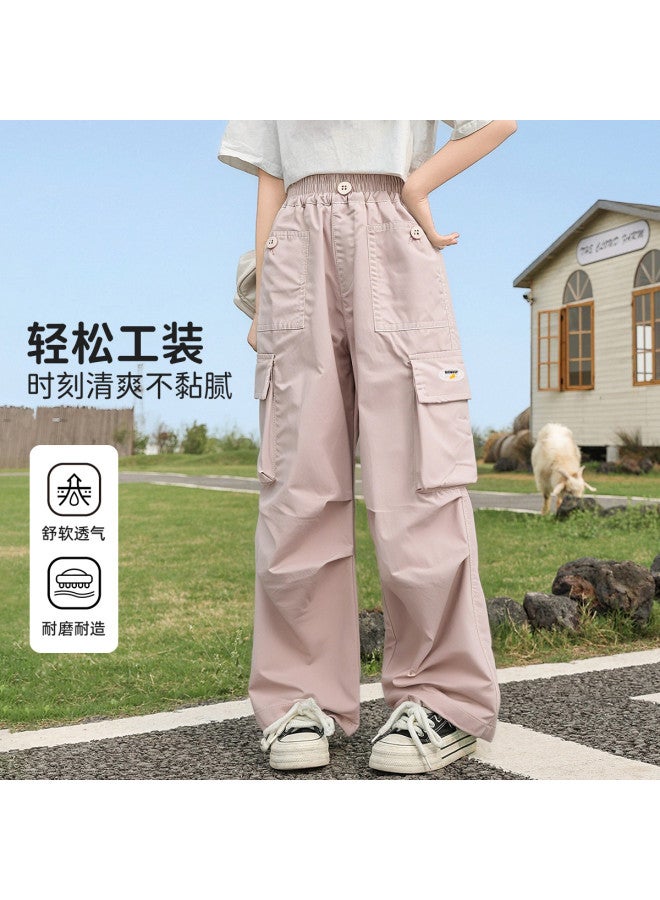 Bumblebee Summer Girls' Wide-leg Pants 2025 New Arrival Cargo Pants Mosquito-proof Pants For Big Girls Lightweight Summer Outfit - Image 2