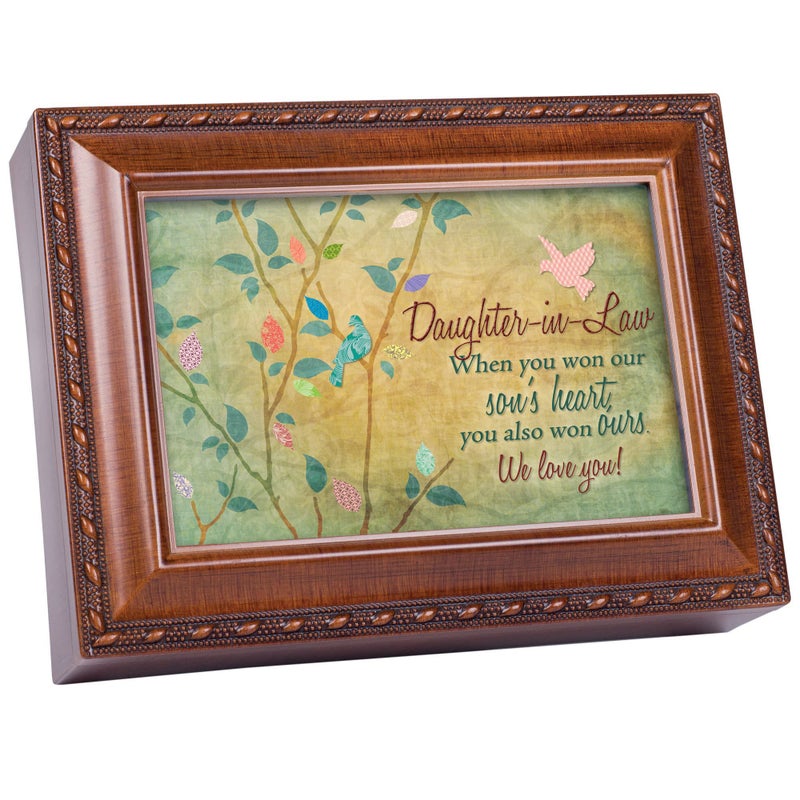 Cottage Garden DaughterinLaw Rich Woodgrain Rope Trim Music Box Plays You Light Up My Life