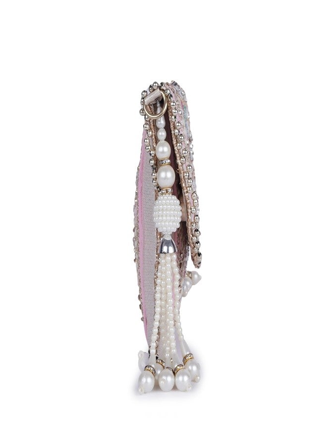PLANX SILK Stylish Fancy Designer Potli Bag - Embroidered Pearl Handle Festive Clutch - Image 5