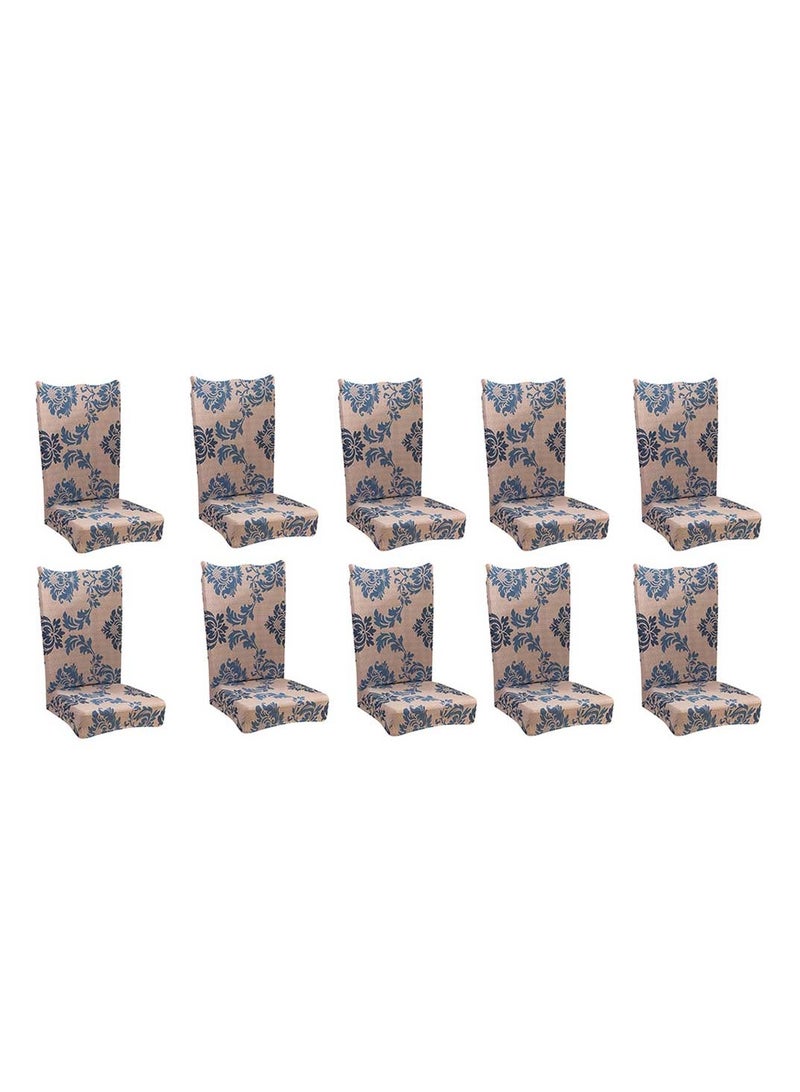 Loquat 8-Piece Bohemian Design Dining Chair Cover Set Beige/Blue  - Image 1