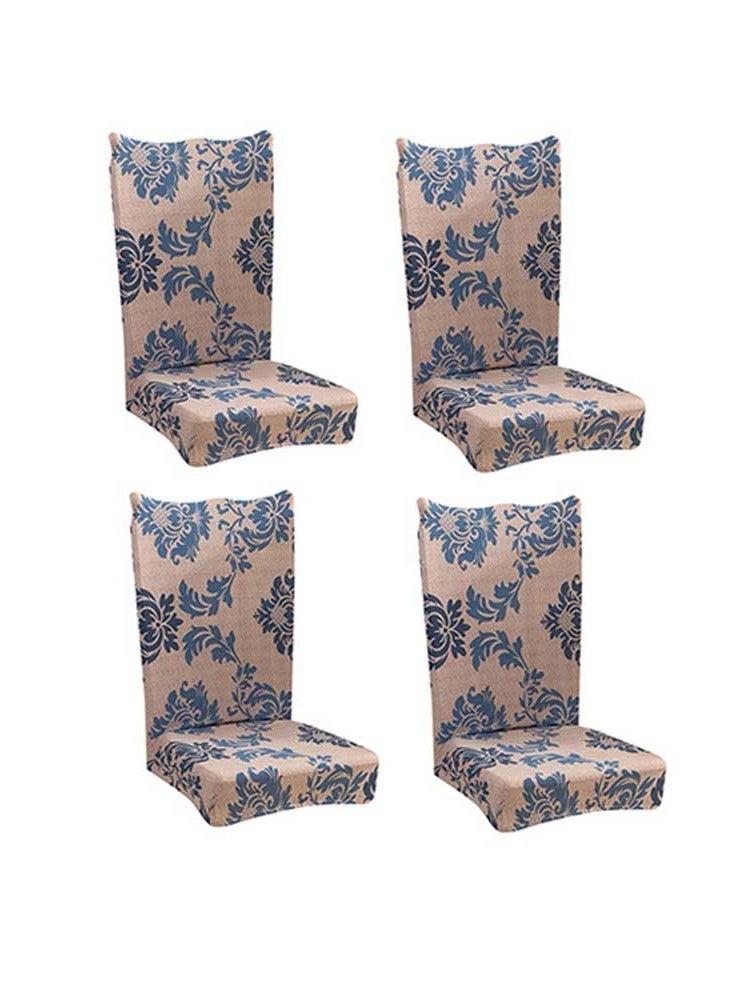 Loquat 8-Piece Bohemian Design Dining Chair Cover Set Beige/Blue  - Image 2