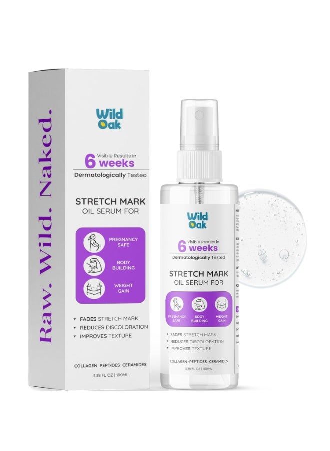WILD OAK WildOak Stretch Mark Oil for Men & Women | 100ml | With Tiger Grass (Centella Asiatica), Bakuchiol, Peptides, Ceramides & Vitamin E | Pregnancy, Postpartum, Gym | Reduces Stretch Marks & Scars - Image 1