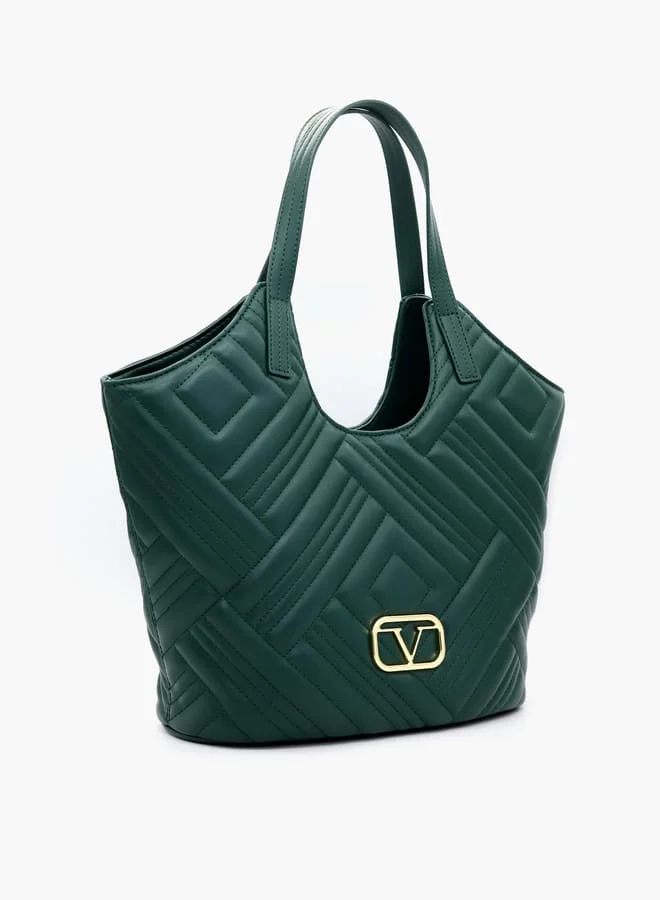 في ايطاليا Quilted Tote Bag with Double Handle and Button Closure