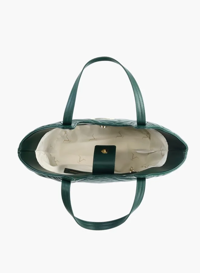في ايطاليا Quilted Tote Bag with Double Handle and Button Closure