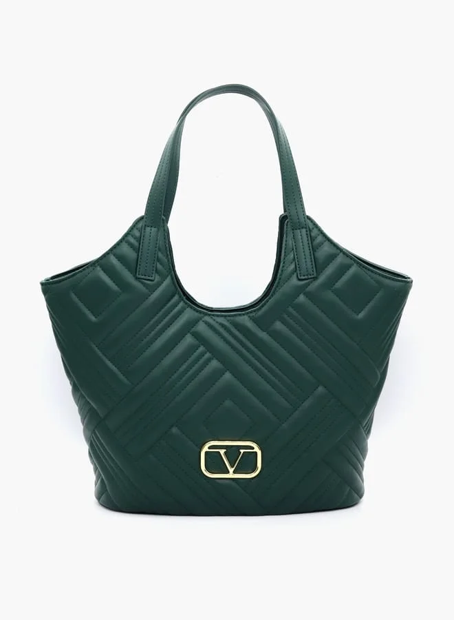 في ايطاليا Quilted Tote Bag with Double Handle and Button Closure