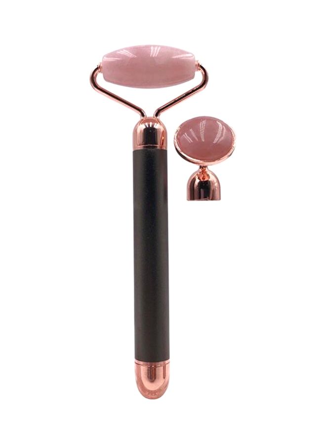 NIBEMINENT 2-In-1 Golden Beauty Electric Face-Lifting Jade Massager Device Black/Pink 15.5cm