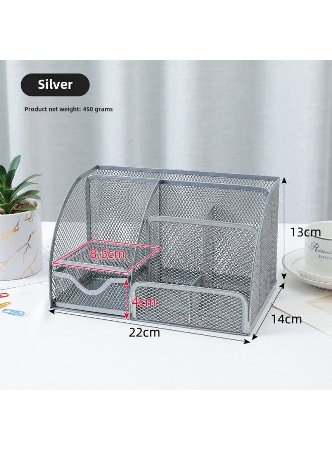 pincai Multi-grid Metal Creative Pen Holder Pen Barrel Multi-functional Office Stationery Storage Drawer Desktop Storage Box - Image 1