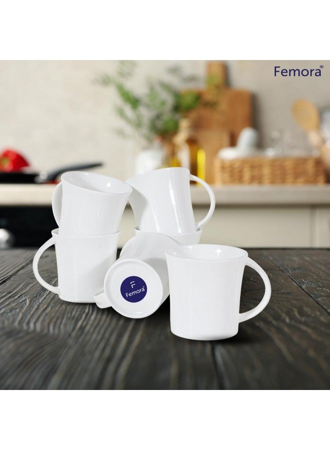Femora Desh ki Mitti Glossy White Ceramic Tea Cups, Coffee Mugs, Set of 6 pcs, 160 ML - Image 2