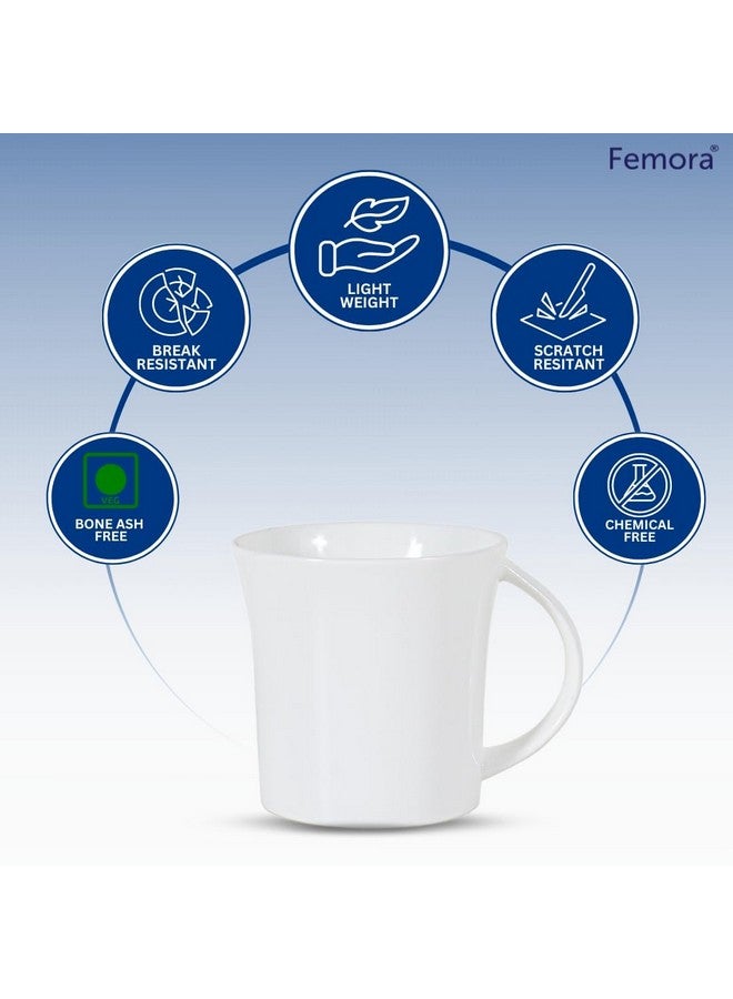 Femora Desh ki Mitti Glossy White Ceramic Tea Cups, Coffee Mugs, Set of 6 pcs, 160 ML - Image 4