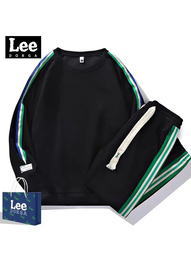 LEE Sweatshirt Set Loose Collar Long Sleeve Casual Sports Two Piece Set 