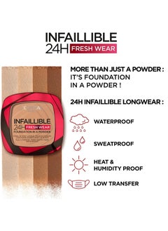 L'OREAL PARIS Infallible Fresh Wear Long Wear Waterproof Full Coverage Powder Foundation - 40 Cashmere  - Image 4