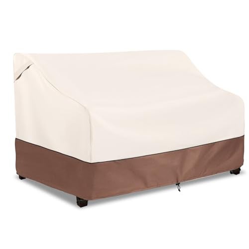 okcool Heavy Duty Patio Sofa Cover 100 Waterproof 3Seater Outdoor Sofa Cover Fits up to 85W x 38D x 35H Inches Lawn Patio Furniture CoversBeige Brown - Image 1