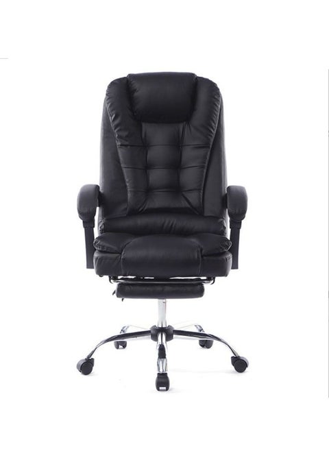 Modern Adjustable Rolling Swivel Leather Office Chair with Headrest, Retractable Footrest