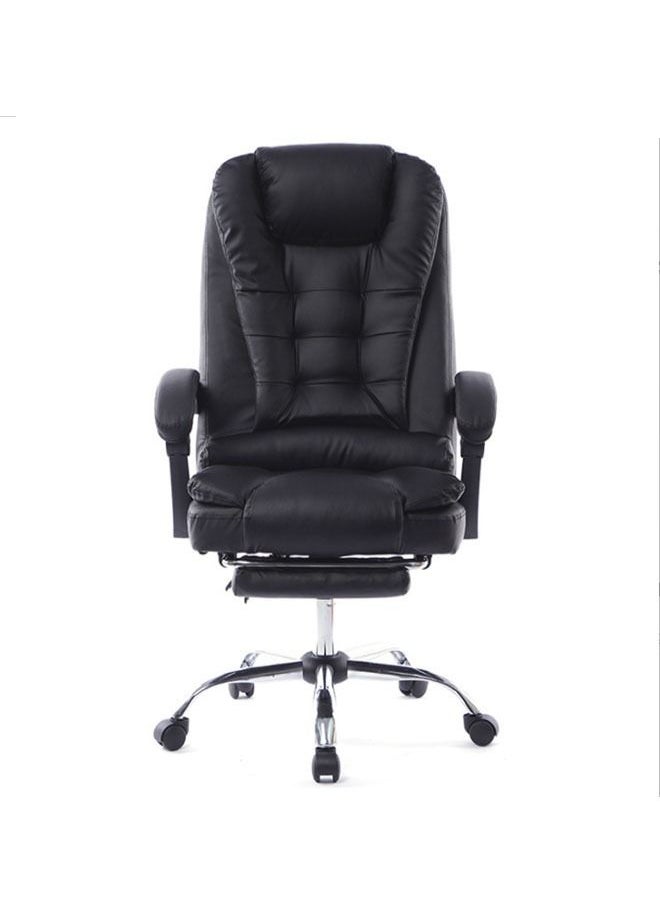 Modern Adjustable Rolling Swivel Leather Office Chair with Headrest, Retractable Footrest