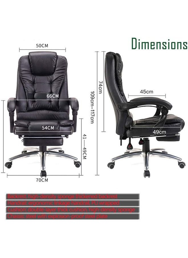 Modern Adjustable Rolling Swivel Leather Office Chair with Headrest, Retractable Footrest