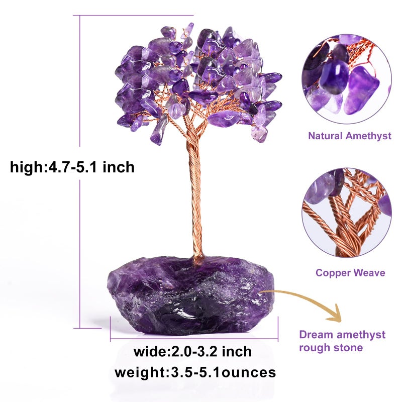 Ytbeoxk Amethyst Crystal Tree of Life Money Tree Decorations Crystals and Healing Stones Reiki Positive Energy Gemstones Tree Purple Room Office Desk Feng Shui Tree Decor Meditation Gifts for Women - Image 2