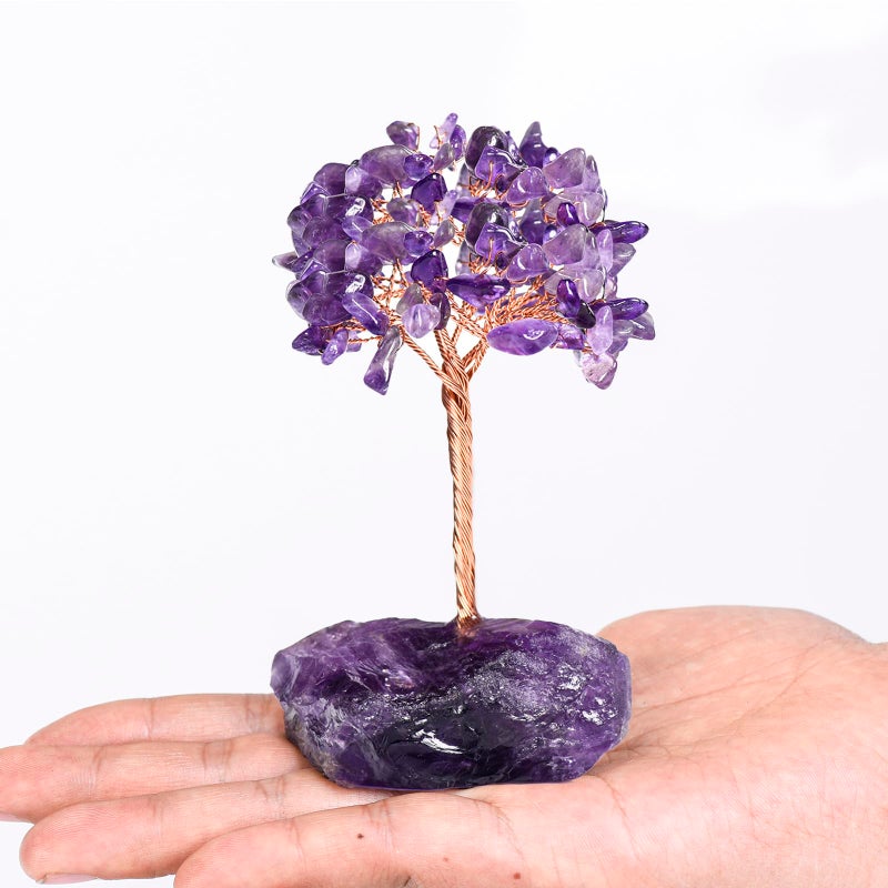 Ytbeoxk Amethyst Crystal Tree of Life Money Tree Decorations Crystals and Healing Stones Reiki Positive Energy Gemstones Tree Purple Room Office Desk Feng Shui Tree Decor Meditation Gifts for Women - Image 3