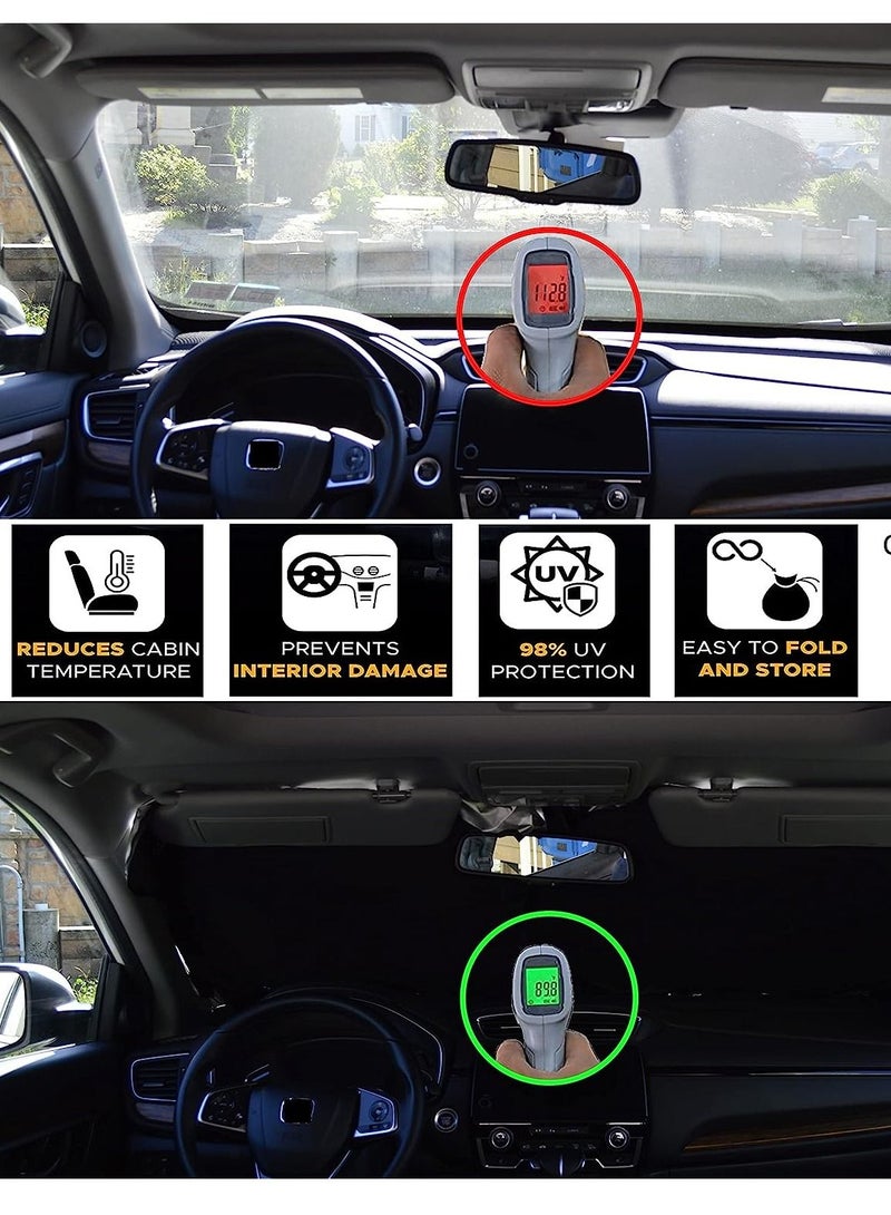 Generic Car Sun Shade with Storage Pouch Sunshades Shield Protector Blocker Retractable Cover Sunscreen Auto Interior Accessories Visor - Image 3