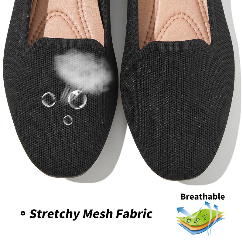 BABUDOG Women's Sparkly Flats Shoes Shiny Mesh Loafers Shoes Soft Memory Foam Flats(Full Black.US7.5) - Image 4