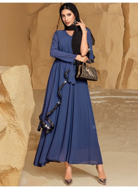 Double-Layer Chiffon Irregular Slimming Dress - Elegant Long Gown for Parties, Kaftans