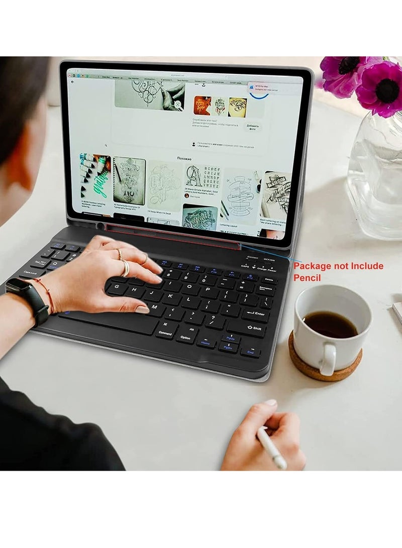 ELTRAZONE Keyboard Case Compatible with Samsung Galaxy Tab S6 Lite 10.4 Inch Model (SM-P610/P613/P615/P619) Soft TPU Back Cover with Built-in Trackpad Wireless Bluetooth Keyboard (Tab S6 Lite, Black) - Image 2