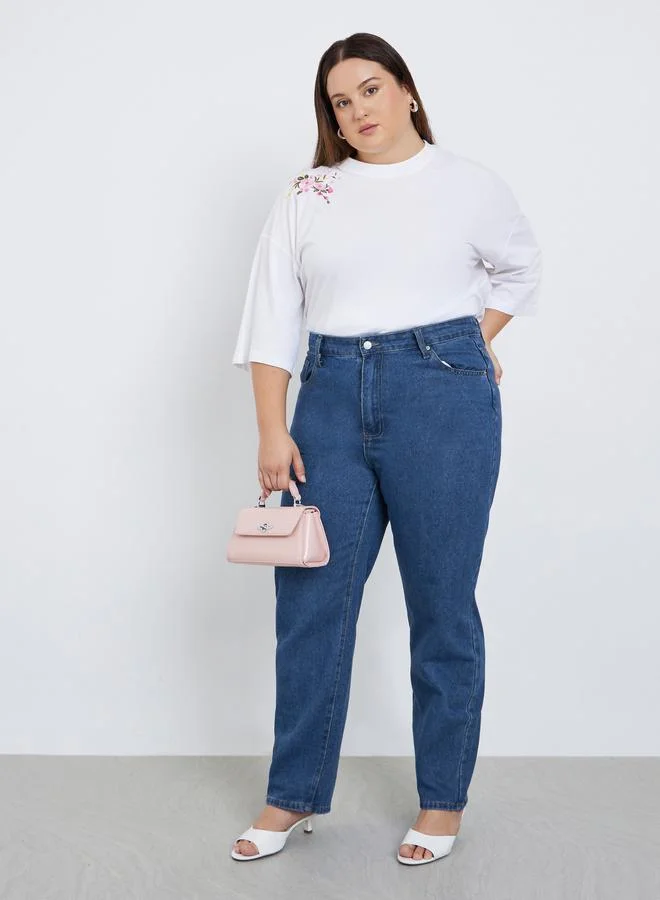 Styli Styli Plus Size High Rise Mom Jeans