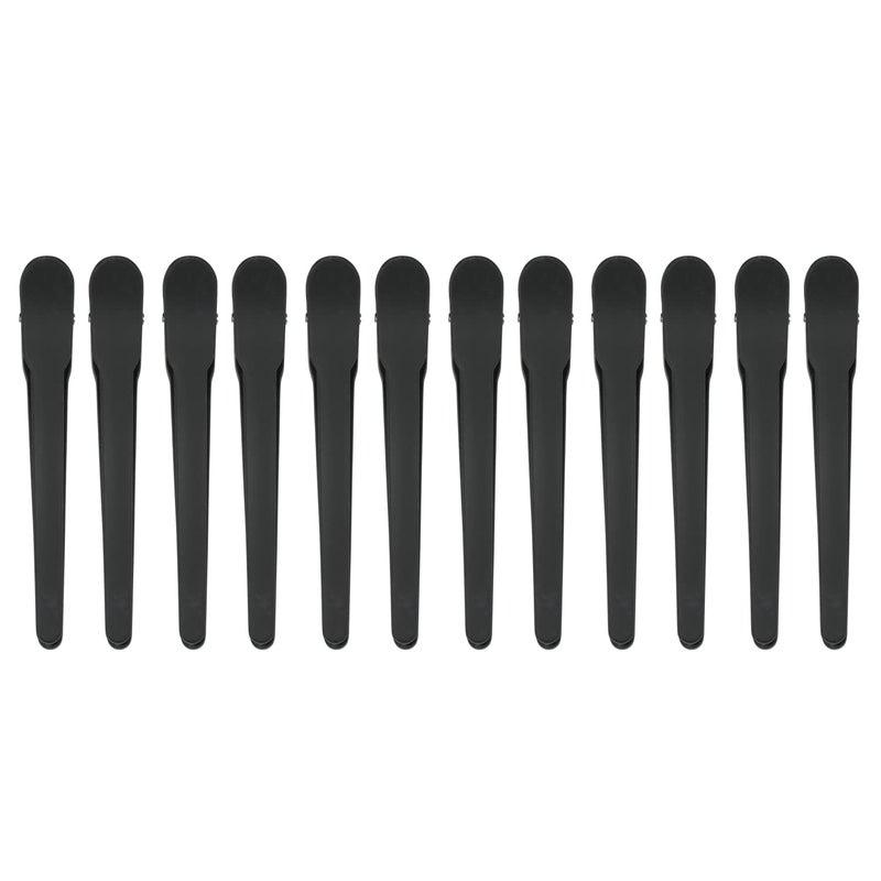 WANBY Hair Clips 12Pcs Black Durability Big Bite Alligator Clip Set Professional Plastic Hair Clips for Easy Styling and Sectioning (Duckbill) - Image 2