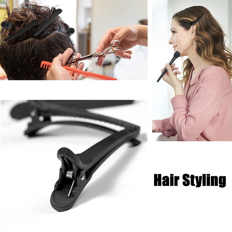 WANBY Hair Clips 12Pcs Black Durability Big Bite Alligator Clip Set Professional Plastic Hair Clips for Easy Styling and Sectioning (Duckbill) - Image 3