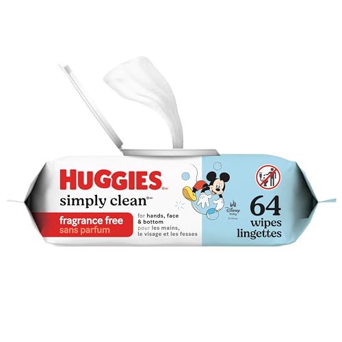 Huggies Simply Clean Unscented Baby Diaper Wipes, 1 Flip-Top Pack (64 Wipes Total), Packaging May Vary - Image 1
