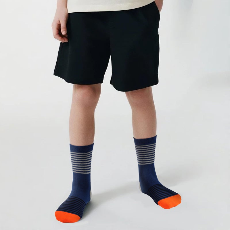 COTTON DAY Kids Boys Crew Dress Socks Bright Colorful Stripes Design 10-12 Years Thin Colorful Size XL (12) - Image 2