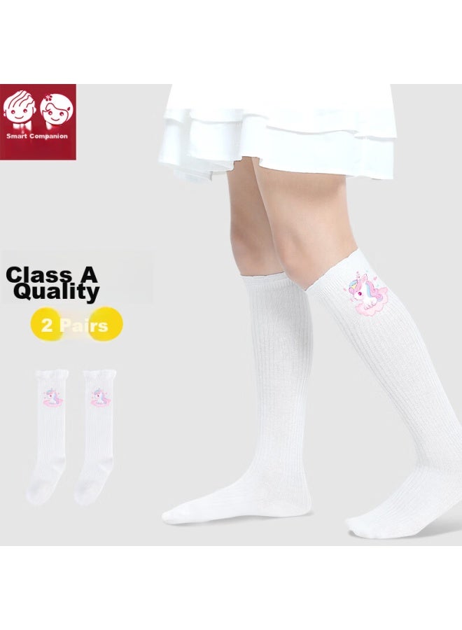 Smart Friends Zhiyou Children's Mid-calf Socks, Cotton, Thin Spring And Autumn Style, Girls' Long Socks, Baby Half-leg Socks, Summer Girls' High Socks, Student Long Socks - Image 2