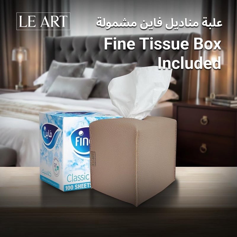 لي آرت حامل غطاء علبة المناديل الجلدي من – ديكورات المنزل لغرفة المعيشة وغرفة النوم والمكتب، غطاء علبة المناديل للسيارة (مكعب رملي) - Image 3