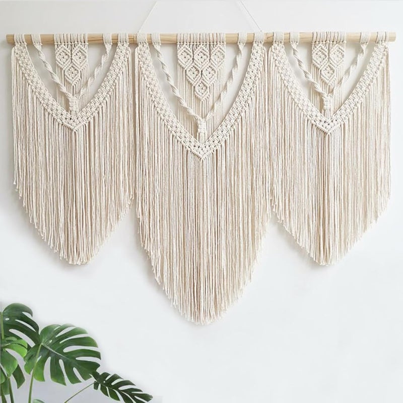 Achart Macrame Wall Hanging Large- Boho Wall Decor- Large Wall Art- Wall Decor Living Room- Macrame Tapestry Boho Decor for Bedroom (Beige-C) - Image 4