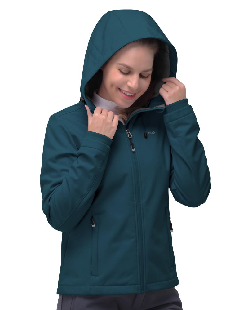 33,000ft Women's Softshell Jacket, Fleece Lined Warm Jacket Light Hooded Windproof Coat for Outdoor Hiking - Image 2