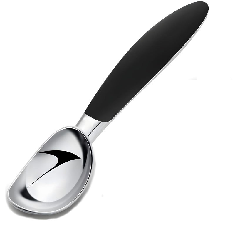 VELINEX® Premium Stainless Steel Ice Cream Scooper with Non-Slip Rubber Grip Handle - Perfect for Soft and Hard Ice Cream, Also Ideal for Fruit Pulp Scooping! (PACK of 1, SMALL BLACK) - Image 1
