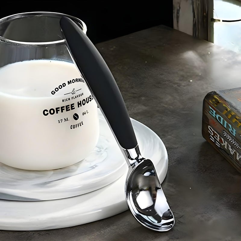 VELINEX® Premium Stainless Steel Ice Cream Scooper with Non-Slip Rubber Grip Handle - Perfect for Soft and Hard Ice Cream, Also Ideal for Fruit Pulp Scooping! (PACK of 1, SMALL BLACK) - Image 3