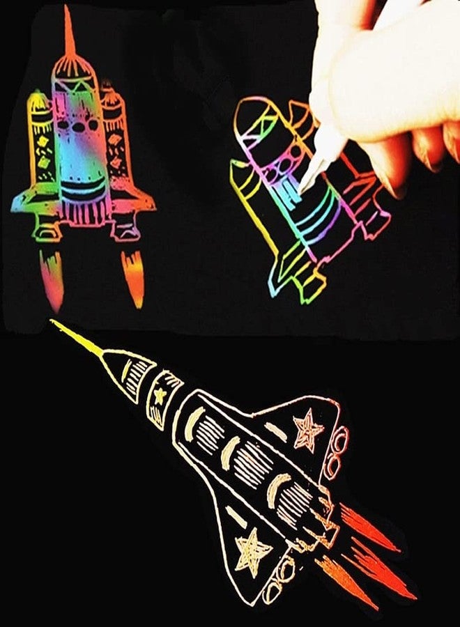 FAVELA Magic Scratch Paper Rainbow Painting, Scratch Painting, Drawing and Crafts Creative Gift for Kids with 1 Wooden Pen, DIY Toy, Party Christmas Birthday Gift. (Pack of 2) - Image 3