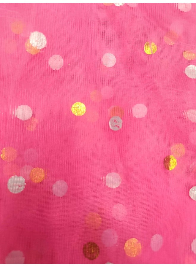 VRB DecTM Multi Purpose Net Fabric Cloth Material for Decoration for Trousseau Packing, Party Hall Decoration, Bouquet,Gift Packing, Party Decor,Pooja Room Decoration Items (10 Mtr, Polkadot Pink) - Image 2