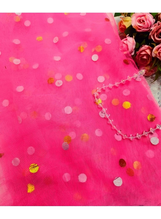 VRB DecTM Multi Purpose Net Fabric Cloth Material for Decoration for Trousseau Packing, Party Hall Decoration, Bouquet,Gift Packing, Party Decor,Pooja Room Decoration Items (10 Mtr, Polkadot Pink) - Image 4