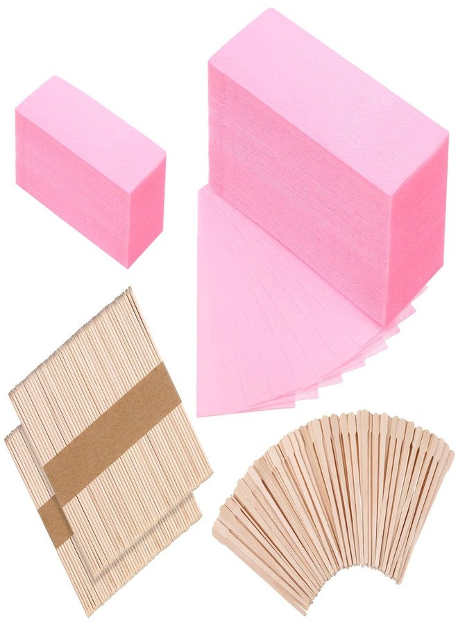 Yaomiao 250 Pieces Waxing Kit for Women and Men - Hair Removal Strips, Wax Applicator Sticks for Body and Skin (Pink) - Image 1