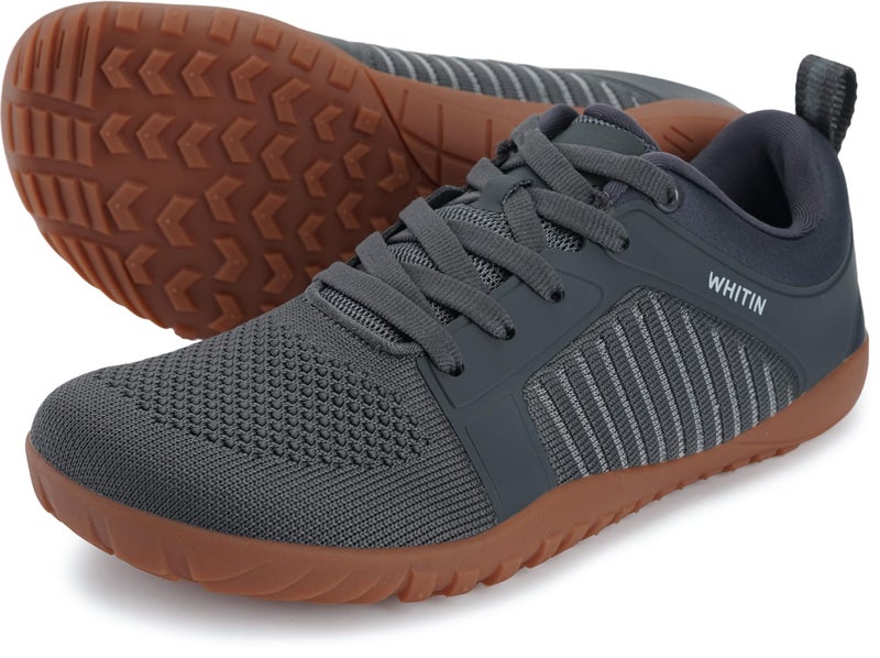 WHITIN Women's Barefoot Minimalist Running Shoes Wide Toe Box Trail Zero Drop Size 6.5 Cross Training Gym Weightlifting Walking Sneaker Grey Gum 37 - Image 1