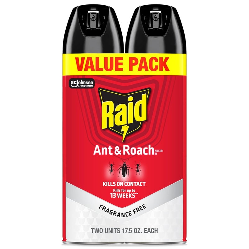Raid Ant & Roach Killer Spray - Value Pack (2 x 17.5 oz) - Fragrance Free - Image 1