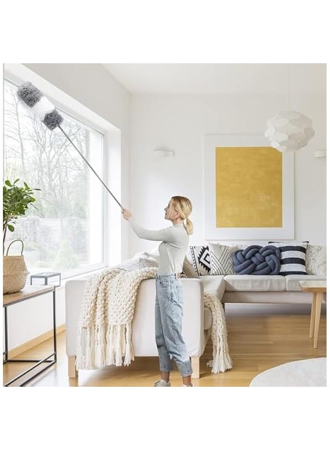 erorex Microfiber Feather Duster, 5PCS Resuable Washable Bendable Cobweb Dusters with 100 Inch Extra Long Extension Pole for Cleaning Ceiling Fan, High Ceiling, Blinds, Furniture & Cars - Image 3