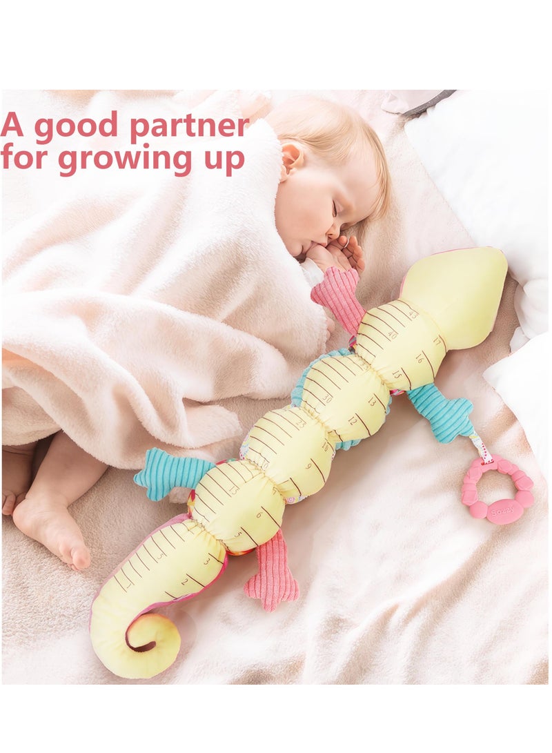 KASTWAVE Baby Musical Stuffed Animal Toy with Soft Sensory Rattles and Crinkle Newborn Plush Tummy Time Toys 6+ Months Old Baby Girl Gift, Pink Chameleon - Image 4