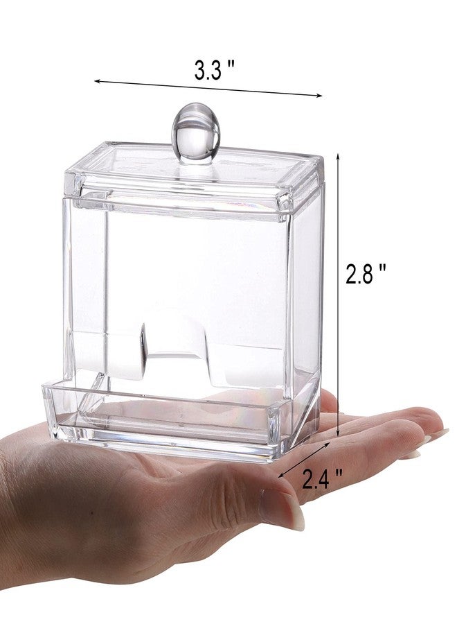 Tbestmax 7 OZ Cotton Swab Pads Holder, Qtip Cotton Buds Ball Dispenser, Bathroom Containers Canister Organizer, Clear Apothecary Jar for Storage 1 Pcs - Image 2