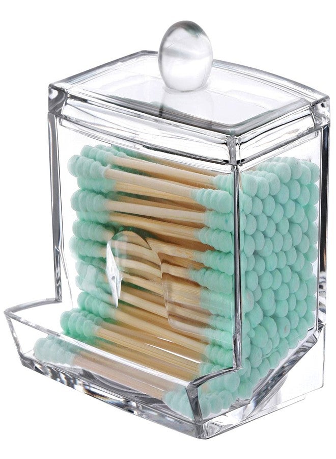 Tbestmax 7 OZ Cotton Swab Pads Holder, Qtip Cotton Buds Ball Dispenser, Bathroom Containers Canister Organizer, Clear Apothecary Jar for Storage 1 Pcs - Image 1