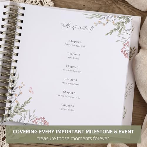 LONLAT Keepsake Baby Memory Book - First 5 Year Journal - Gender Neutral Gift - Scrapbook or Photo Album for New Parents - Records Every Milestone from Birth to Age 5 - Image 3