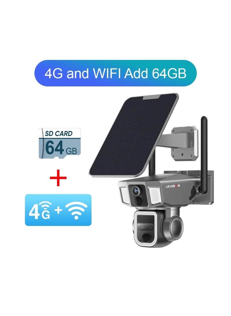 LS Vision LS VISION 12MP 6K 10X Zoom Dual Screen Solar Camera Outdoor 4G/WiFi 2 In 1 Three Lens Dual PIR Detection Auto Tracking CCTV Cam  - Image 1