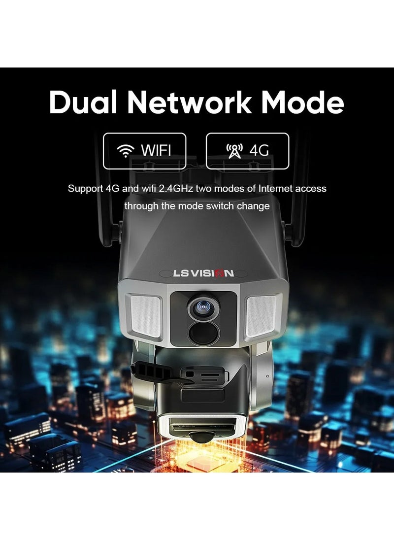 LS Vision LS VISION 12MP 6K 10X Zoom Dual Screen Solar Camera Outdoor 4G/WiFi 2 In 1 Three Lens Dual PIR Detection Auto Tracking CCTV Cam  - Image 4