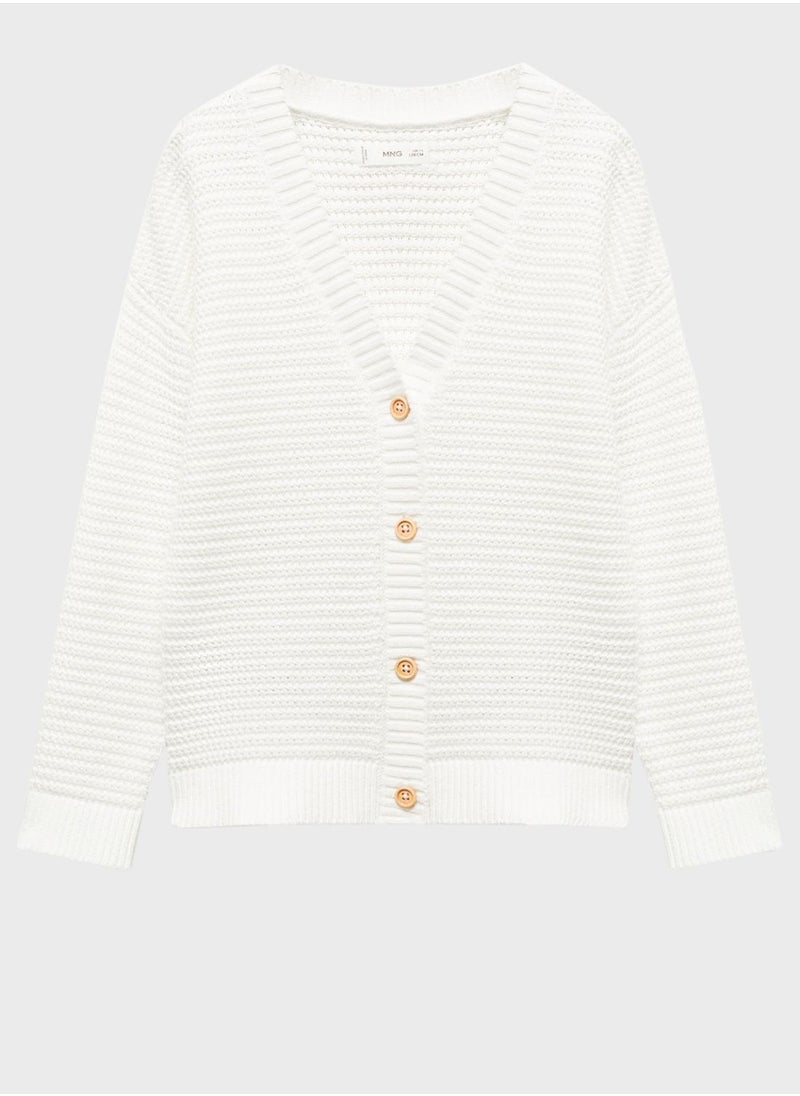 MANGO - Kids Button Detail Cardigan - Image 1